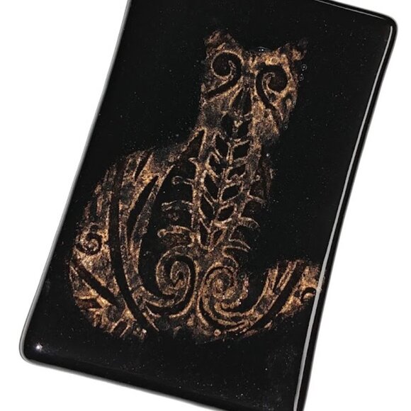 Handmade Fused Glass Cat Dish - Picture 1 of 6